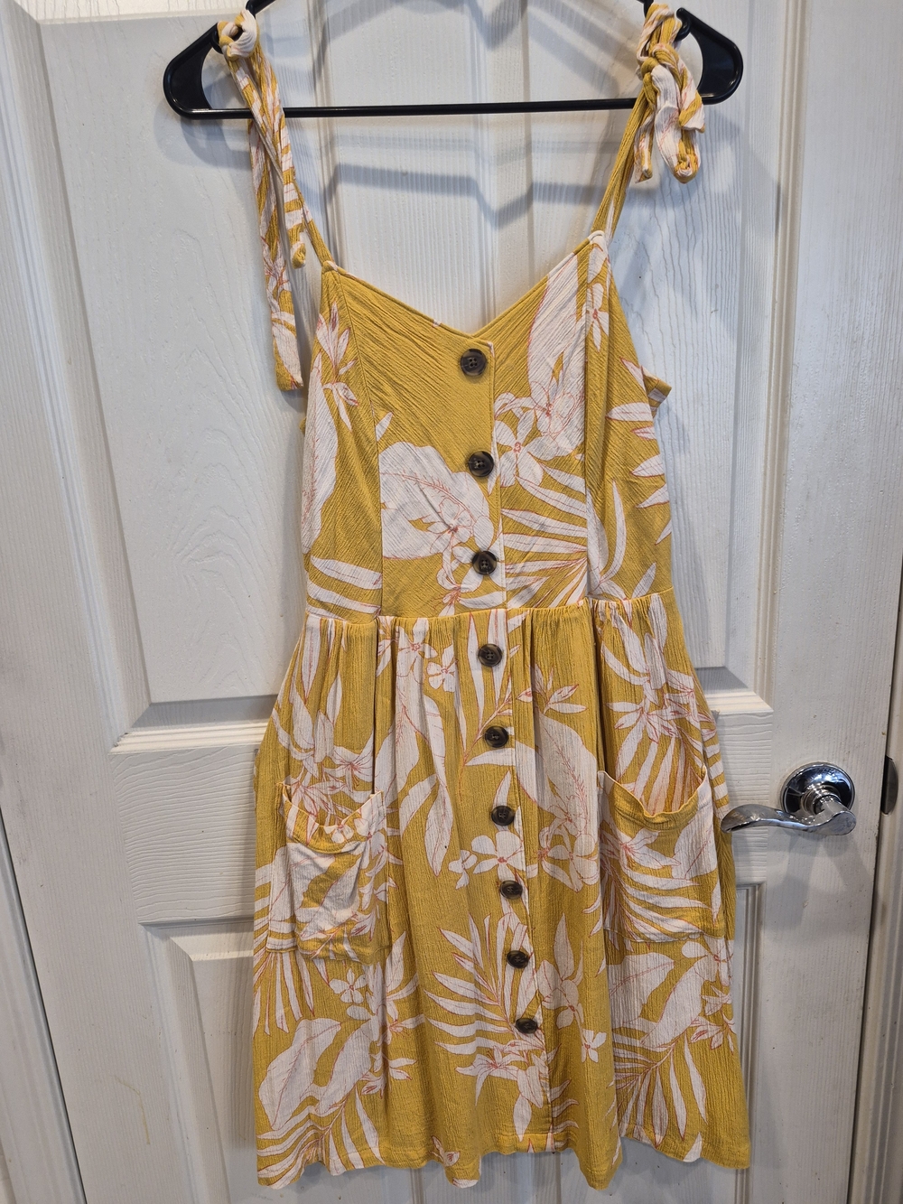 3/30 LC Lauren Conrad Mustard Yellow Floral Button-Front Sundress